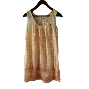 Lagaci Baby Doll Dress With Lace Trim 100% Cotton Size Medium Coral and Ivory